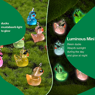 60Pcs 12 Colors Luminous Transparent Resin Pendants CRES-SZ0001-38-1