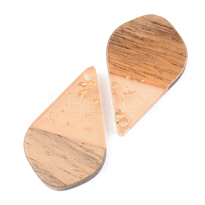 Transparent Resin & Walnut Wood Pendants RESI-S389-035A-B-1