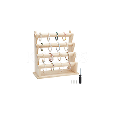 4-Tier Assembled Wood Bracelets/Bangles Display Riser Stands BDIS-WH0008-15-1
