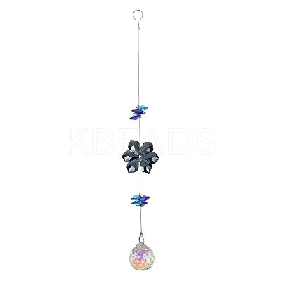 Glass Flower Hanging Suncatchers HJEW-P018-E03-1
