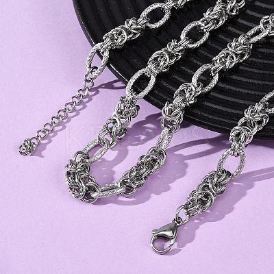 304 Stainless Steel Byzantine Chain Necklaces NJEW-T016-16P-1