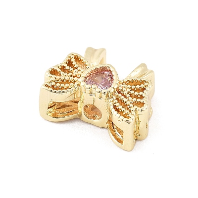 Brass Micro Pave Cubic Zirconia Beads KK-K371-48G-1