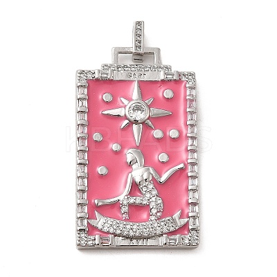 Brass Micro Pave Cubic Zirconia Pendants with Enamel KK-H458-01P-03-1
