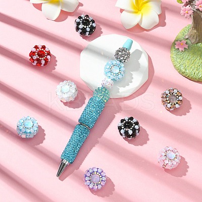 Inlay Glass Polymer Clay Rhinestone Rondelle Beads CLAY-A004-02-1