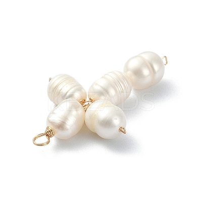 Natural Cultured Freshwater Pearl Rice Pendants PALLOY-JF02075-1