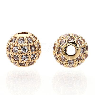 Rack Plating Brass Cubic Zirconia Beads ZIRC-S001-8mm-A-M-1