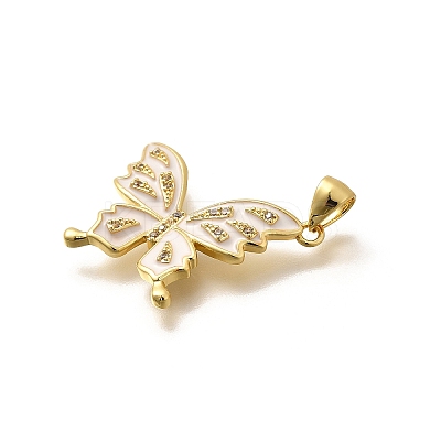 Rack Plating Brass Micro Pave Cubic Zirconia Enamel Pendants KK-L226-003G-02-1