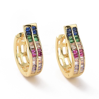 Cubic Zirconia Rectangle Earrings EJEW-E277-05G-02-1