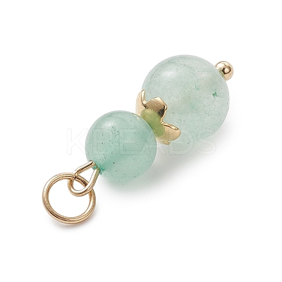 3Pcs 3 Styles Natural Green Aventurine & Moss Agate & Unakite Round Beaded Pendants PALLOY-JF04701-02-1