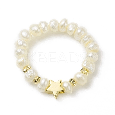 3Pcs 3 Style Natural Pearl & Synthetic Hematite Stretch Rings Set RJEW-JR00544-1