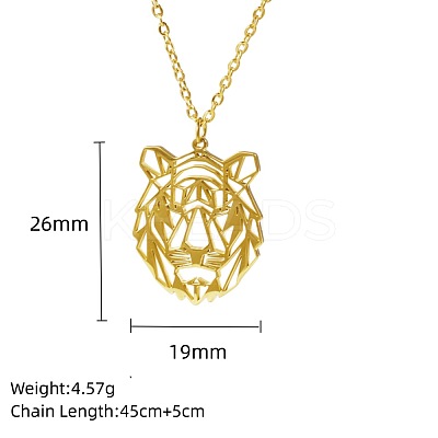 304 Stainless Steel Geometric Artistic Hollow Animal Pendant Necklaces JK0174-11-1