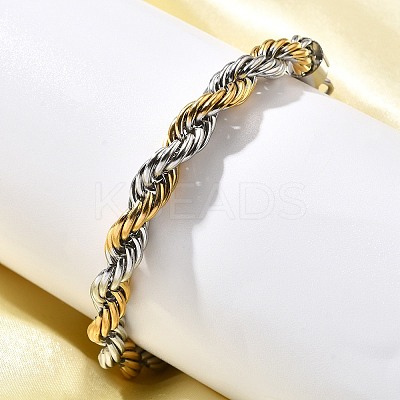 304 Stainless Steel Rope Chain Bracelets for Women BJEW-C091-03A-GP-1