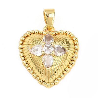 Brass Micro Pave Cubic Zirconia Pendants KK-K418-05G-1