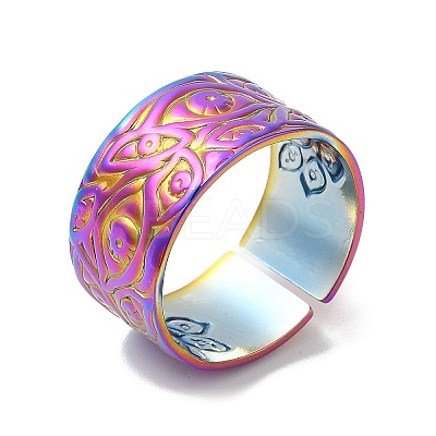 Ion Plating(IP) 304 Stainless Steel Eye Open Cuff Ring for Women RJEW-M149-35RC-1