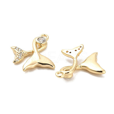 Brass Micro Pave Clear Cubic Zirconia Pendants KK-C054-16G-1
