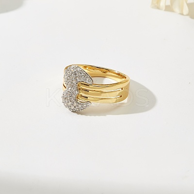 Brass Micro Pave Cubic Zirconia Finger Rings for Women IC2063-1