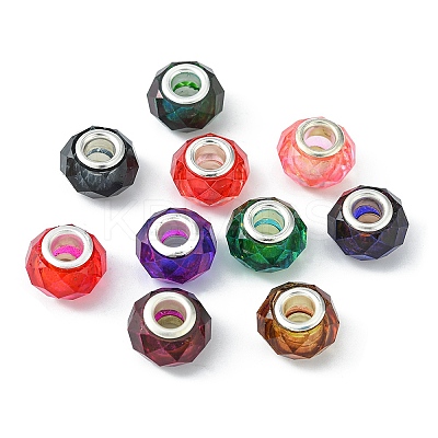 70Pcs 10 Colors Transparent Resin European Beads RPDL-YW0001-05-1