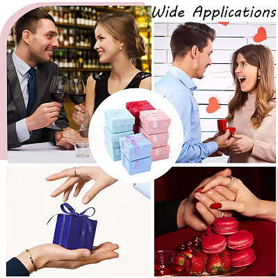 24Pcs 4 Colors Valentines Day Presents Packages Cardboard Ring Boxes CBOX-SP0001-02-1
