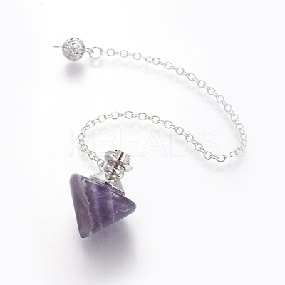 Natural Amethyst Cone Dowsing Pendulums G-G771-D05-1