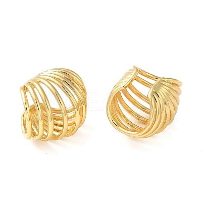 Rack Plating Brass Multi Lines Cuff Earrings EJEW-Z019-28G-1