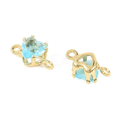 Brass Pave Cubic Zirconia Heart Connector Charms KK-P347-02G-02-1