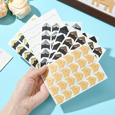 12Pcs 6 Styles Retro Hot Stamping Paper Photo Corner Self-Adhesive Stickers AJEW-CJ0001-53-1