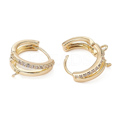 Brass Micro Pave Clear Cubic Zirconia Hoop Earring Findings ZIRC-YW0001-10G-1