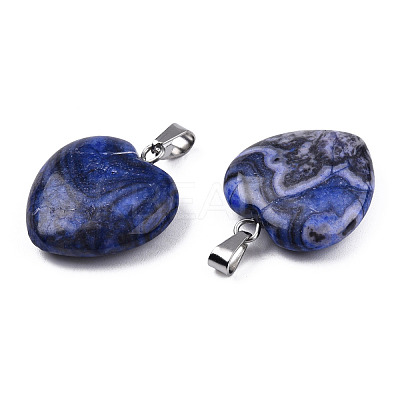 Natural Map Stone Pendants G-N0325-18A-1