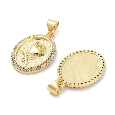 Rack Plating Brass Micro Pave Clear Cubic Zirconia Pendants KK-Z064-15G-1