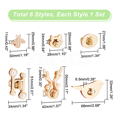 6 Style Zinc Alloy Twist Bag Lock Purse Catch Clasps FIND-PH0007-30-1