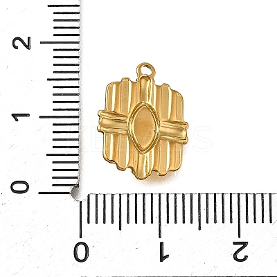 304 Stainless Steel Pave Natural White Shell Rectangle Pendants STAS-R159-17G-1