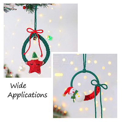 3Pcs 3 Style Christmas Theme Cotton Weave Pendant Decorations Sets HJEW-CF0001-12-1