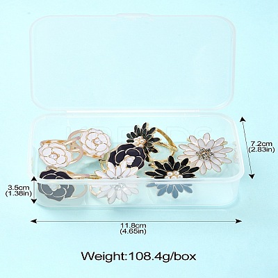 8Pcs 4 Styles Carnation & Daisy Golden Alloy Enamel Scarf Buckle Ring AJEW-CJ0001-33-1