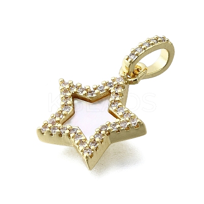Brass Micro Pave Clear Cubic Zirconia Pendants KK-V010-29G-1