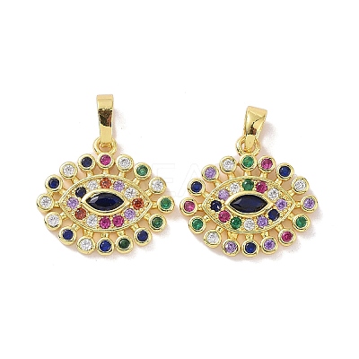 Real 18K Gold Plated Brass Micro Pave Cubic Zirconia Pendants KK-L209-038G-01-1