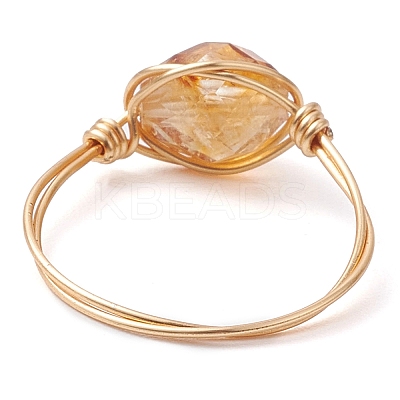 Oval Natural Citrine Finger Rings RJEW-JR00796-1
