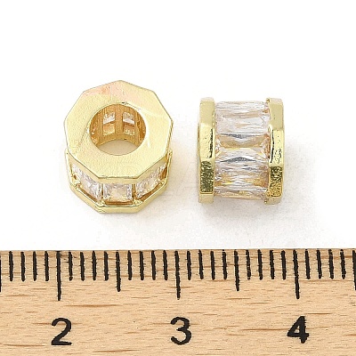 Rack Plating Brass Micro Pave Cubic Zirconia European Beads KK-F866-09G-1