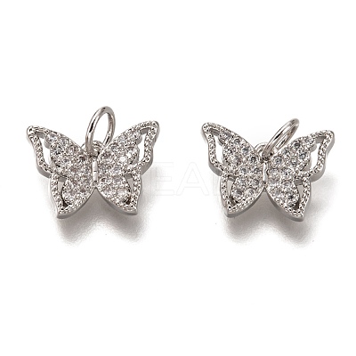 Brass Micro Pave Clear Cubic Zirconia Charms ZIRC-B002-47P-1