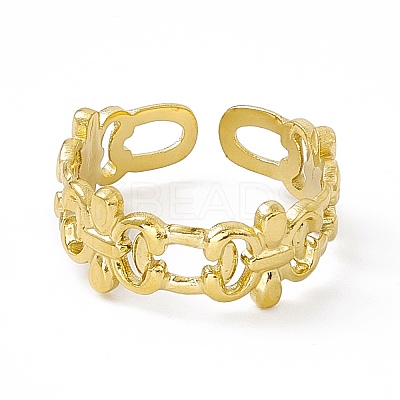 Ion Plating(IP) 304 Stainless Steel Cuff Ring for Women RJEW-C060-20G-1