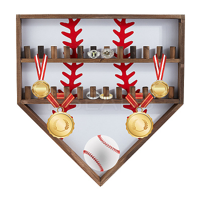 Baseball Theme Wood Wall Mounted Finger Ring Organizer Display Stands AJEW-WH0031-70A-1