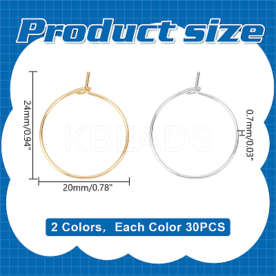 60Pcs 2 Colors 316 Surgical Stainless Steel Wine Glass Charms Rings STAS-LP0001-05B-1