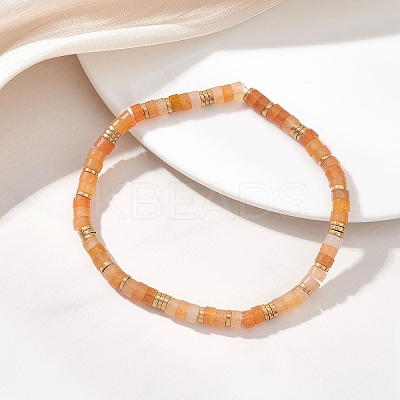 Natural Red Aventurine Beads Stretch Bracelet for Women BJEW-JB13215-04-1