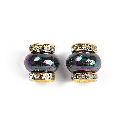 Resin Beads with Brass Rhinestone Rondelle KK-H490-05G-09-1