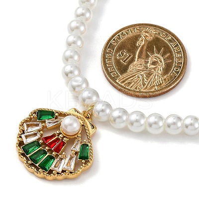PVD Vacuum Plating 304 Stainless Steel Colorful Cubic Zirconia Shell Shape Pendant Necklaces STAS-Z114-22G-1