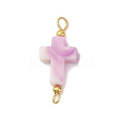 35Pcs 7 Colors Two Tone Cross Acrylic Connector Charms PALLOY-JF03528-01-1