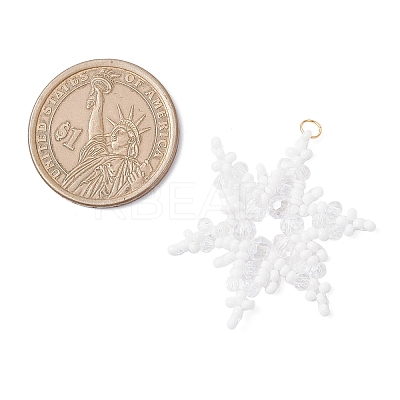 3Pcs 3 Colors Glass Seed Beaded Snowflake Pendants PALLOY-MZ00890-1
