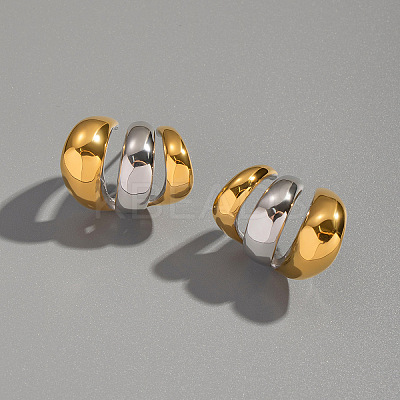 304 Stainless Steel Two Tone Triple Stud Earrings UN2842-1