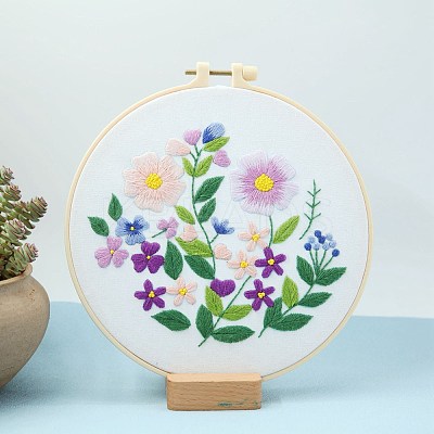 Flower Pattern DIY Embroidery Starter Kit with Instruction Book PW-WG75699-03-1