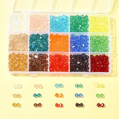 15 Strands 15 Colors Transparent Glass Beads Strands EGLA-FS0001-46-1