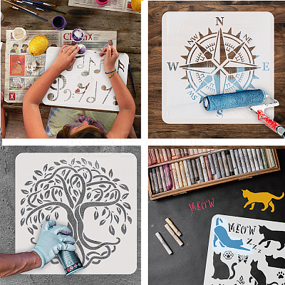 PET Hollow Out Drawing Painting Stencils DIY-WH0391-0376-1